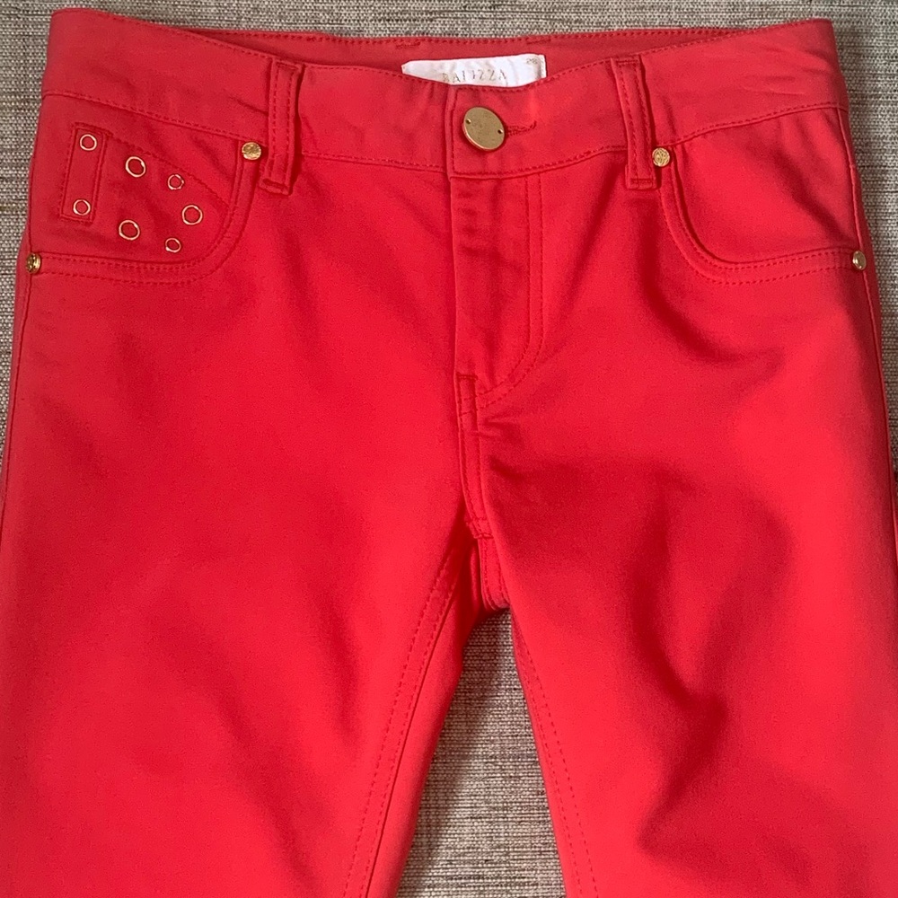 NWOT BALIZZA Pants/Jeans in Coral (Pinkish-Red) w/ Gold Accents, Size 28